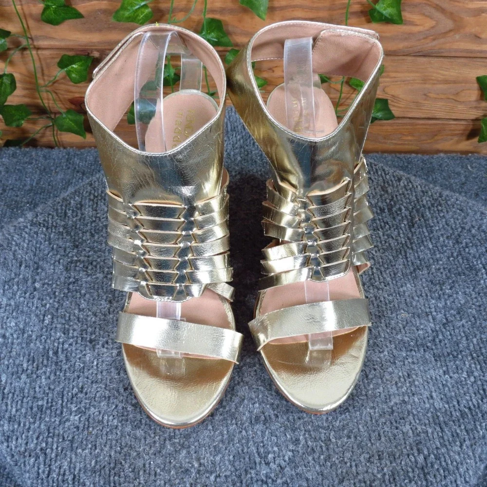 Kendall & Kylie Madden Girl Backupp Womens Wedge Sandals Size 8.5 Evening Gold